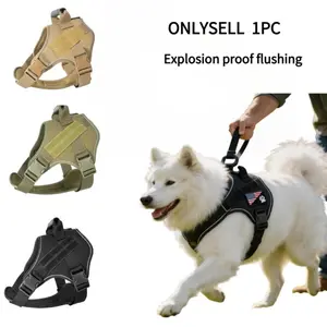 Tactical Dog Harness for Large Dogs – Front Clip No-Pull Vest with Chest Ring, Heavy Duty Adjustable Reflective Handle, No Choke, Easy Control for Training & Walking, Durable Reflective Harness