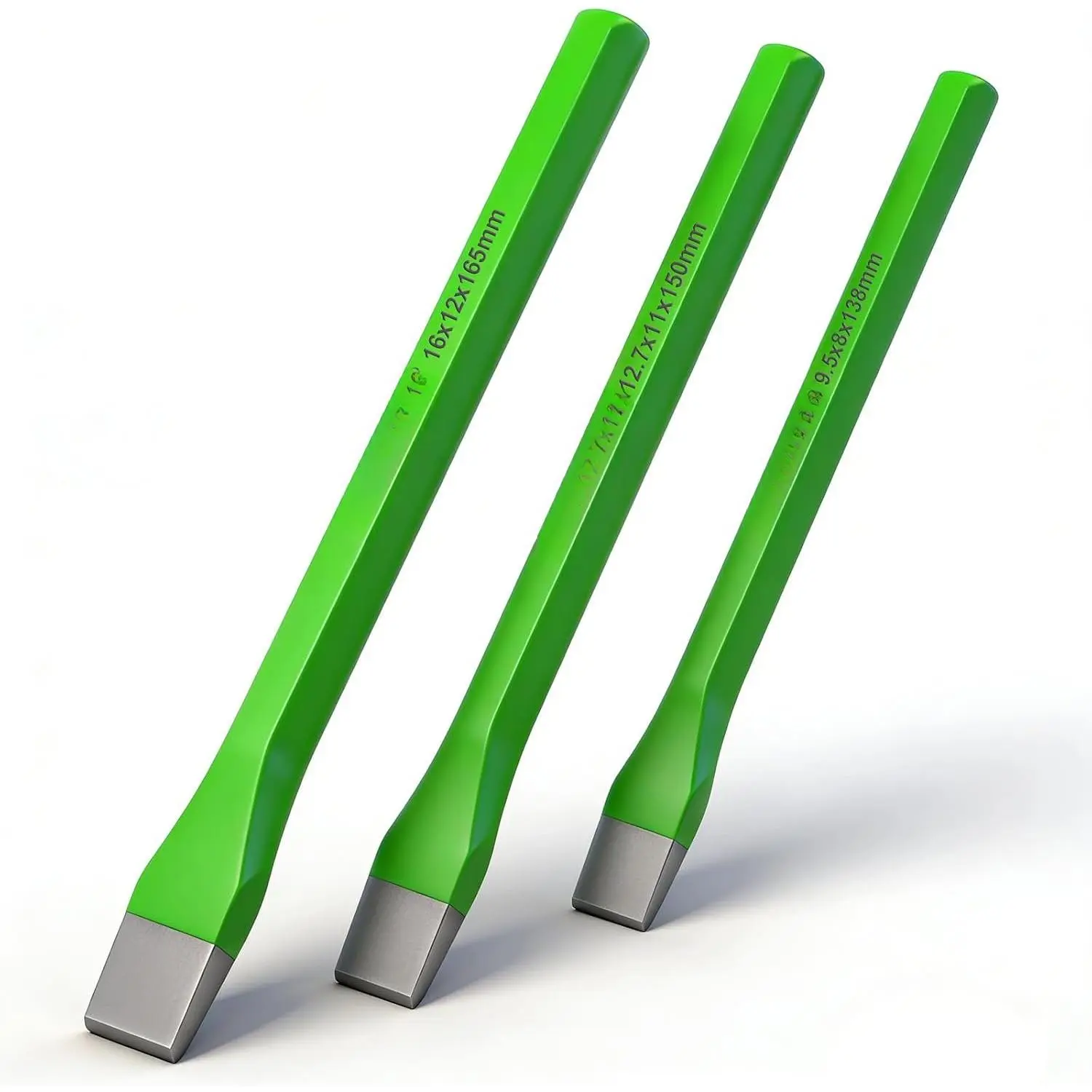 3- Heavy  Cold Chisel Set, 3/8-Inch, 1/2-Inch, 5/8-Inch  Metal Chisels, Heavy  Carbon Steel Chisel Set for Carpentry, Masonry, Woodworking, Stone Chisels