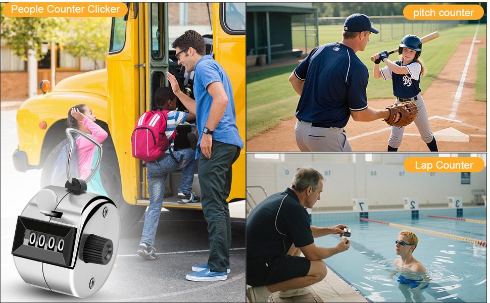 AGS 2 Pcs Clicker Counter, Hand Tally Counter with Large Display - Mechanical Pitch Counter Clicker for Baseball, Inventory, People Counting, Events, Gym Reps(Silver)