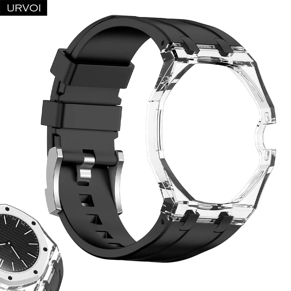 URVOI Premium Transparent PC Case+Silicone Band for Swatch x AP Royal Pop Pocket Watch Switch to Wristwatch 2 in 1 Case Strap Pin closure Wearable Tech Accessories