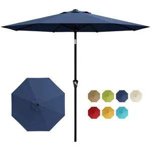 OUTGOODS 9FT Outdoor Patio Umbrella - UV Protection 50+ UV Protection, 8 Sturdy Ribs, Push Button Tilt & Crank for Garden, Poolside, Deck, Market Tables - Multiple Colors