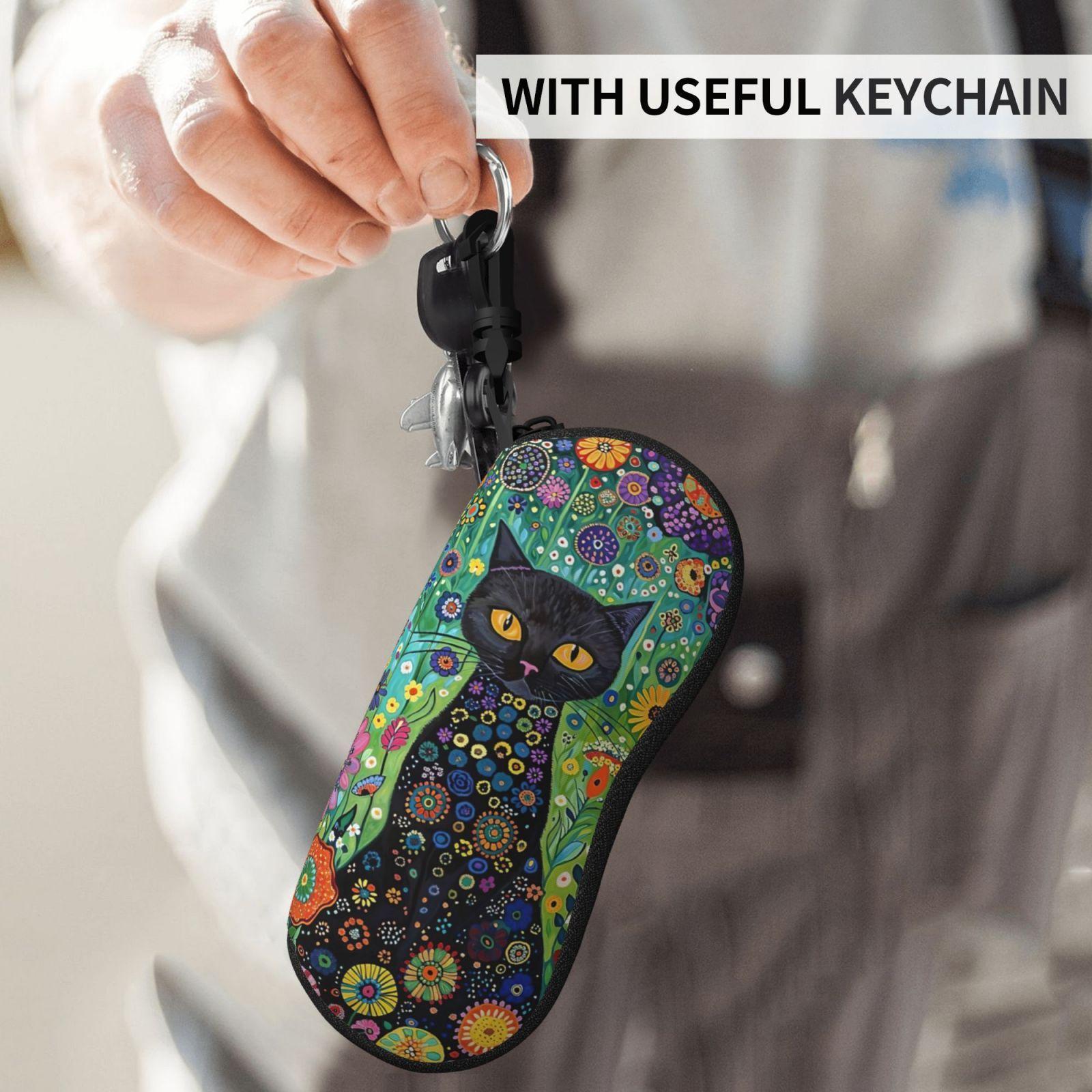 Black Cat Printed Glasses Case Portable Storage Box for Women Daily Use Perfect Gift for Her