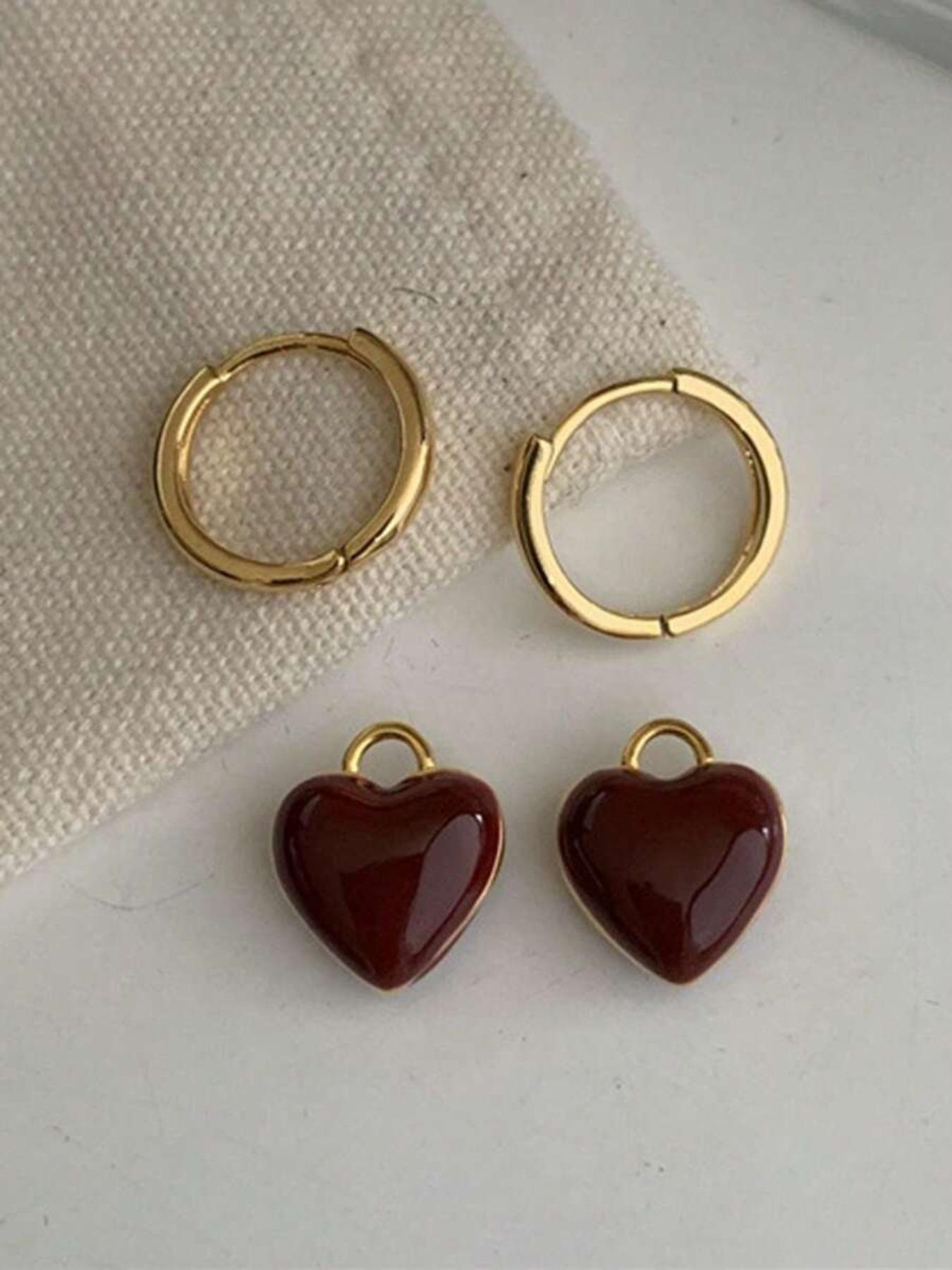 Vintage Heart Shaped Dangle Earrings, Fashionable Romantic Jewelry for Women, Trendy All-match & Exquisite Jewelry for Birthday Gift