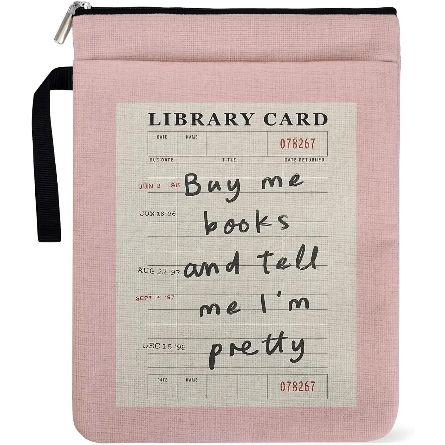Buy Me Books and Tell Me I'm Pretty Book Sleeve for Librarian, Book Lovers Bookish Group Club Gifts for Women, Book Cover with Zipper and Handle for Paperbacks 9 x 12 Inch