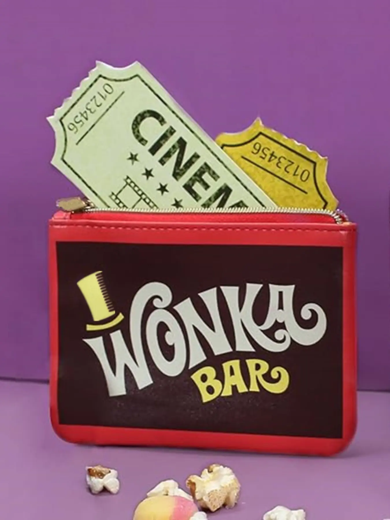 Wonka Bar Zipper Coin Purse, Cute Cartoon Wallet, PU Material, All Seasons, No Ca Prop 65, Perfect for Everyday Use