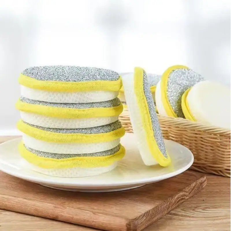 Double Sided Dishwashing Sponge, 10pcs/set Reusable Glitter Dishwashing Sponge, Kitchen Cleaning Sponge for Home Dormitory Dining Room