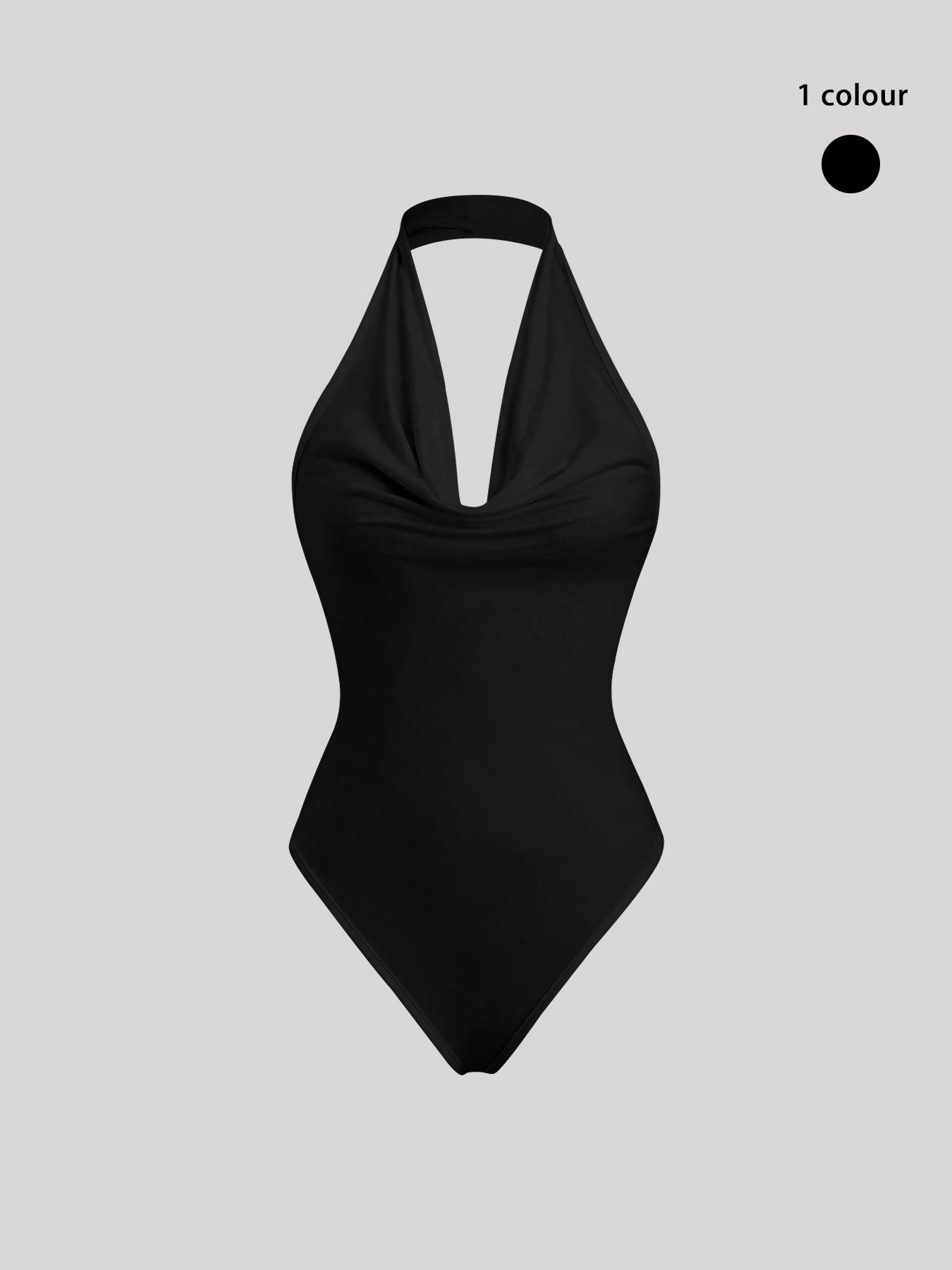 Women's Solid Color Halter Neck Bodysuit, Backless Tank Bodysuit, Casual Sleeveless Bodysuit for Daily Wear, Ladies Clothes for All Seasons, Womenswear