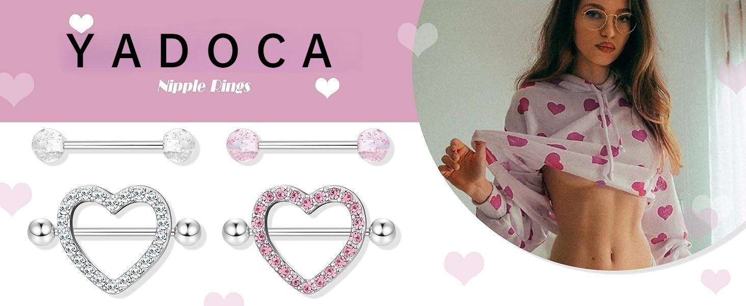 YADOCA 6 Pairs Nipple Bars for Women 316L Surgical Steel Nipple Piercing Jewellery Barbell Piercings Tongue Bars Rings Heart Body Piercing Jewellery