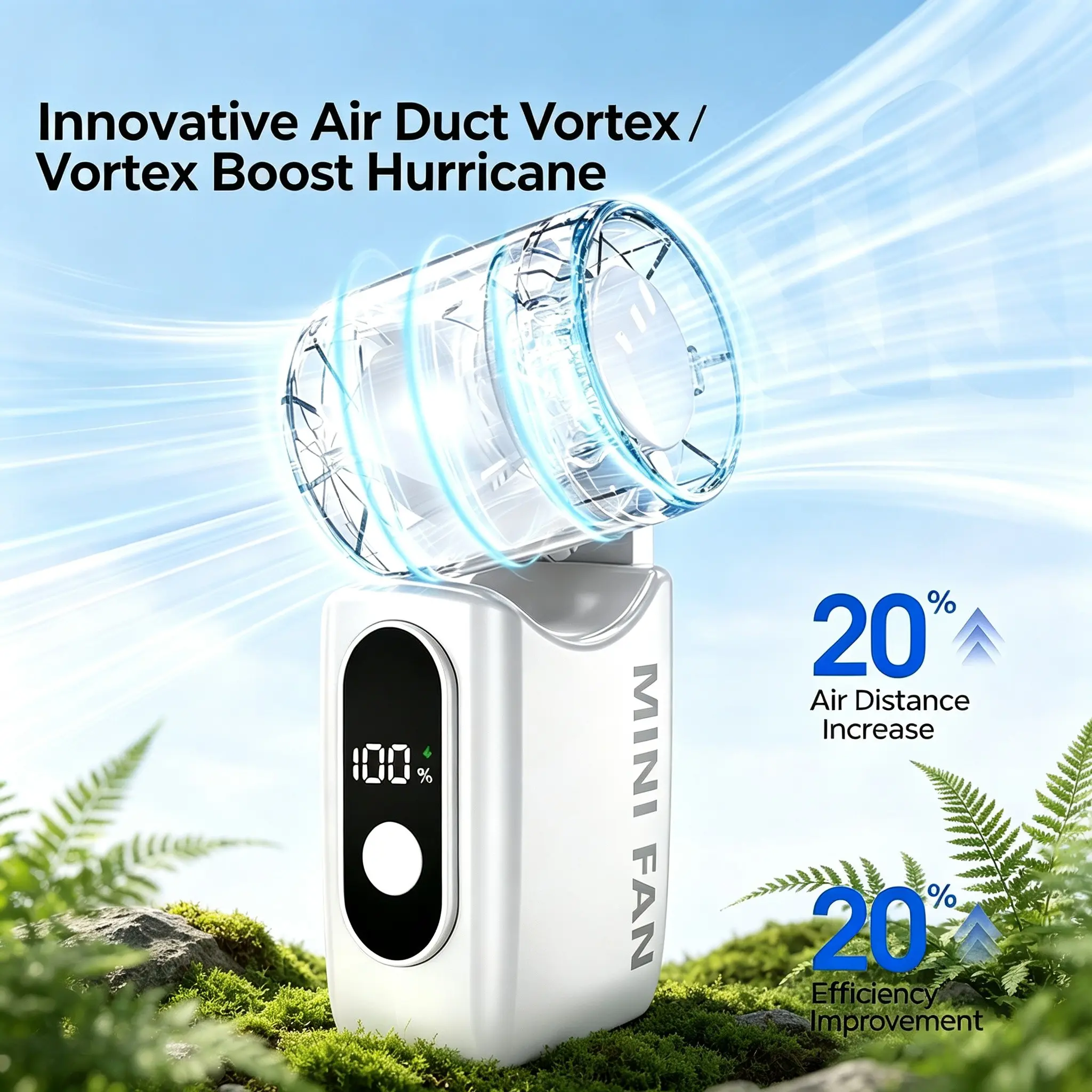 Mini Handheld Fan with Turbo Strong Wind, Clip-On Portable Outdoor Cooling Device, Ideal for Hot Weather Relief, Compact and Lightweight Design
