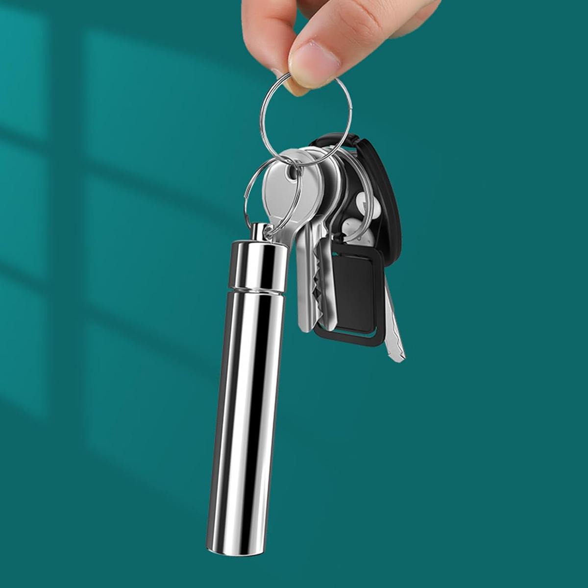 7PCS Stainless Steel Toothpick Pocket Set, Dental Floss Pick, Reusable Teeth Cleaning Tools Kit with Portable Holder, Keychain Design for Outdoor Picnic, Camping, Travel Essentials