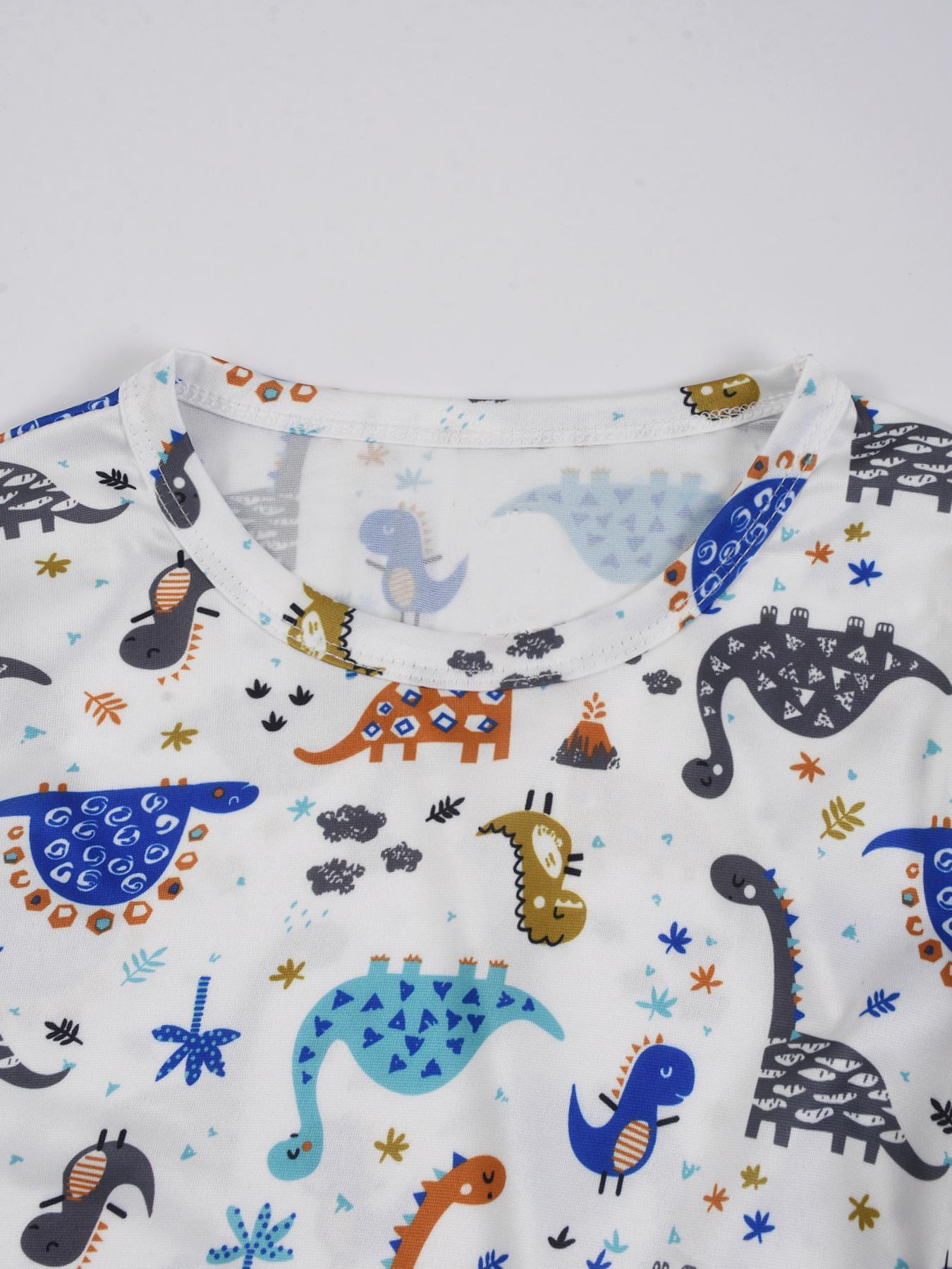 Boys Cartoon Print Long Sleeve Pajama Set, 3-Piece Lightweight Homewear for Spring & Fall, Comfortable Kids Sleepwear