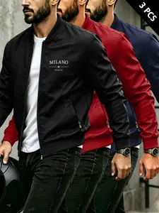 Men's Italian Luxury Style Lapel Collar Jacket, Multi-Season Windproof Wearable, Casual Fitted Outerwear for Spring & Fall