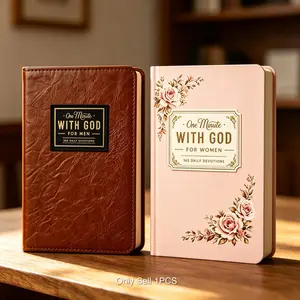 365 Daily "One Minute With God" Devotional Journal Set | His & Hers Faux Leather Christian Notebooks | Perfect Gift for Birthdays, New Year, Father's Day & Graduations