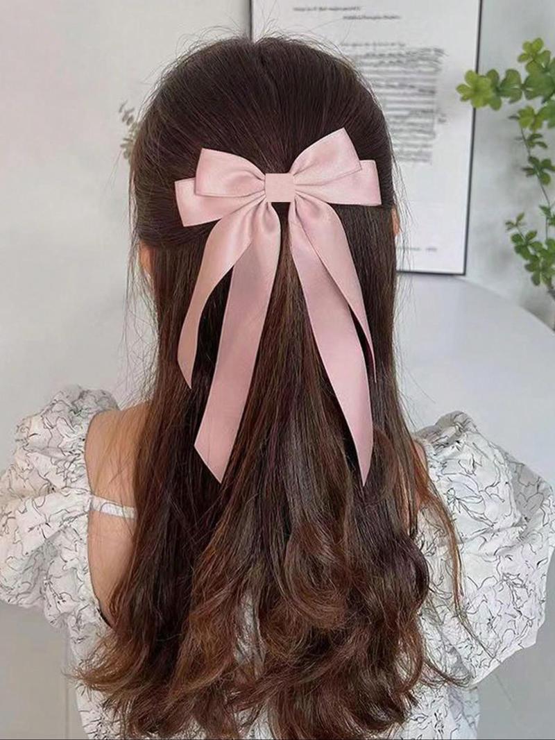 Women's Elegant Trendy Bowknot Decorated Hair Clip, Simple Style Plain Color Hair Clip, Fashionable Hair Accessories for Daily & Party Decoration for Women