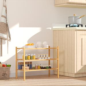 3 Tier Bamboo Shoe Rack for Closet Free Standing Wood Shoe Shelf Storage Organizer for Entryway Small Space Stackable 27"x11"x20" (Natural)