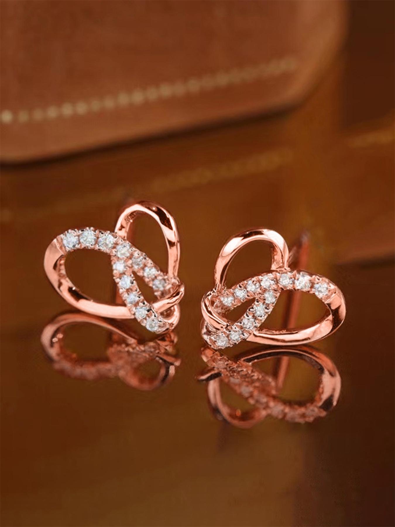 Rhinestone Heart Design Stud Earrings As Gift Summer 2024 Fashion Elegant Women's Anniversary Wedding Engagement Party Jewelry Gift High Quality Earrings