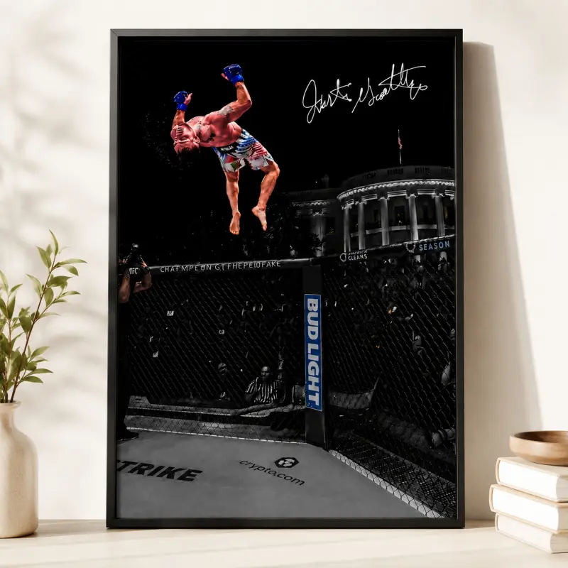 Justin Gaethje MMA Poster, UFC Freedom 250 White House Backflip Print, Iconic Fight Wall Art, Sports Room Decor, Office Decor, MMA Fan Gift, Combat Sports Art, Fighter Collectible Poster, Martial Arts