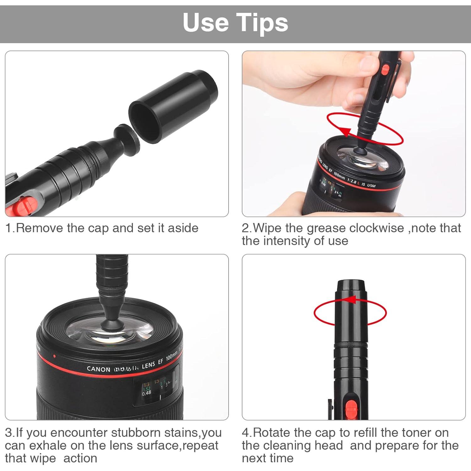 14-in-1 Camera Lens Cleaning Kit - Mirrorless Camera Sensor Cleaning Kit for DSLR Camera    Including Lens Blower/Detergent/Swabs/Cleaning Cloth/Cleaning Pen/Cleaning Brush