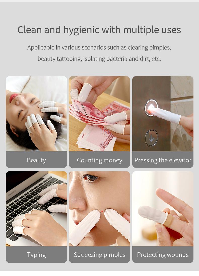 FaSoLa disposable rubber finger covers are non-slip, wear-resistant, and provide hand protection. They are highly elastic and allow touch-screen use, offering flexible dexterity