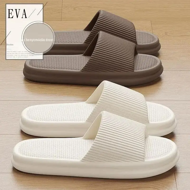 Lovely Summer Solid-Color Home Slippers for Women and Men, Non-Slip EVA Bathroom Slides, Simple Lightweight Sandals, Couple’s Shoes