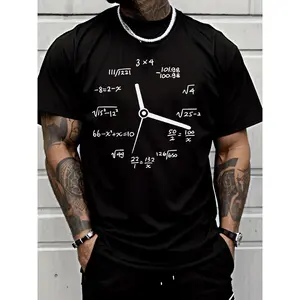 180gMen's Casual Trendy Math Formula Print T-shirt Adult Street Style Fashion Daily Wear for Men