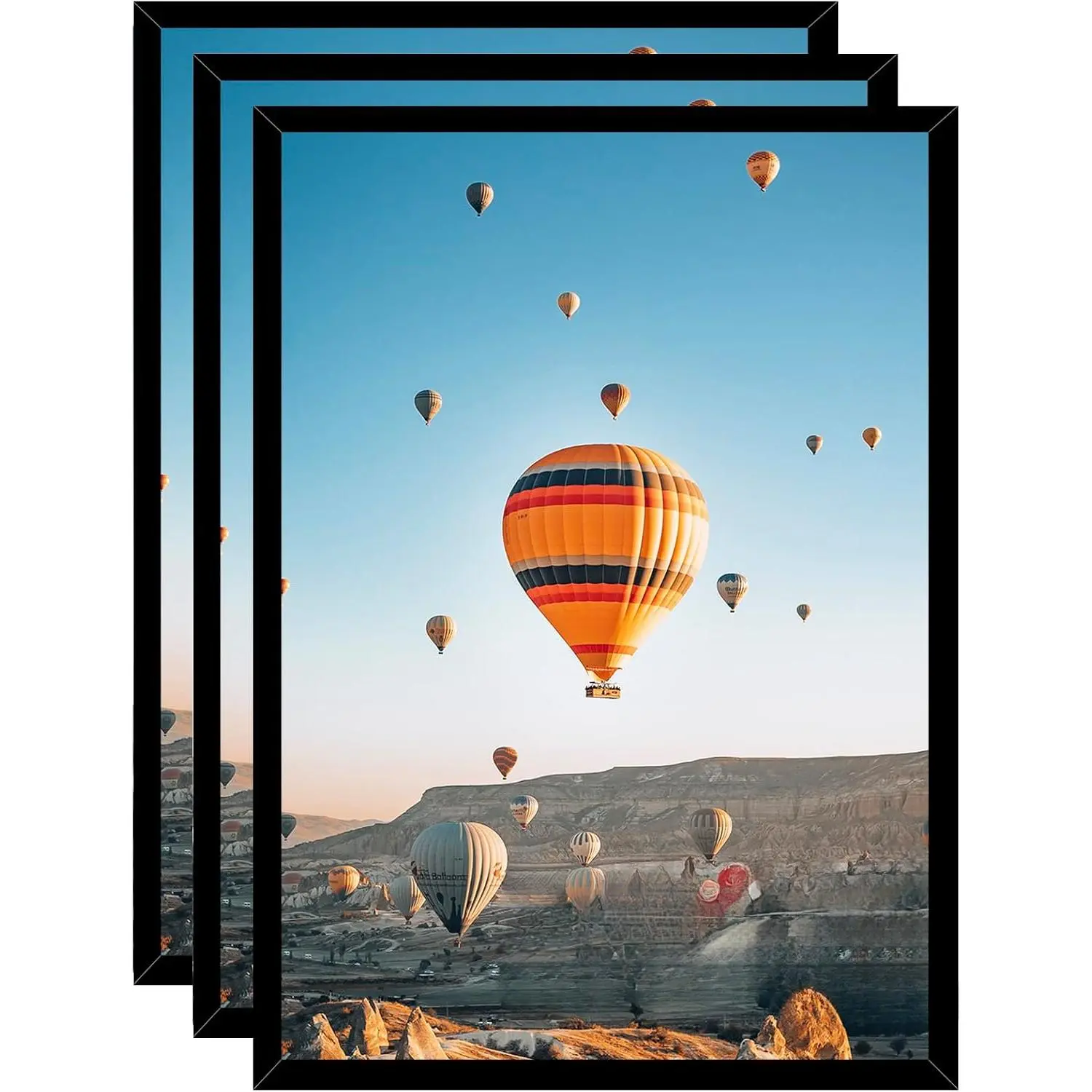16x24 Picture Frame Set of 3 Black for Poster Photo Picture , Horizontal and Vertical Formats for Wall Hanging, 16 x 24 Wall Gallery Poster Photo Frame,3 Pack, Black