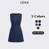 Cider High Stretch Denim Ruched Zipper Mini Dress