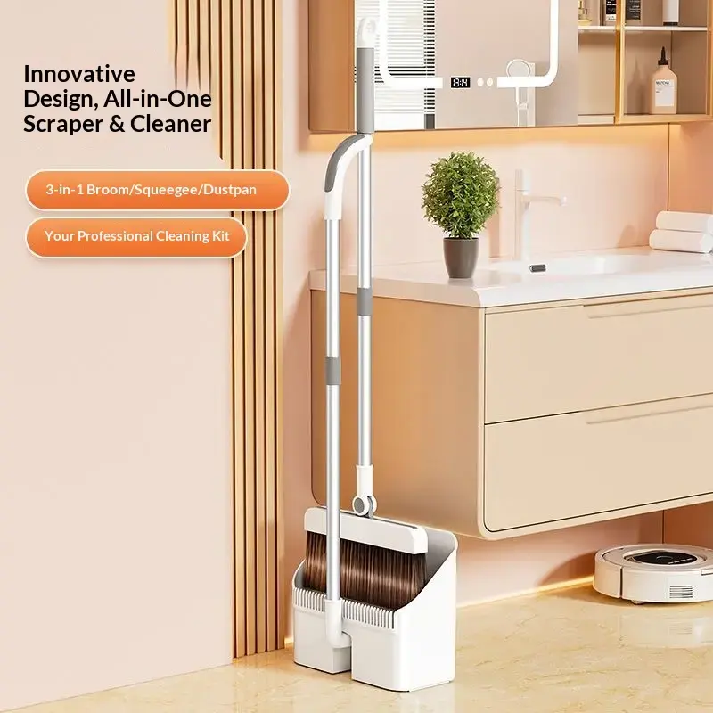 [Taitaitle] 2026 New Model 3-in-1 Broom Set (includes broom, dustpan, glass scraper) Foldable Magnetic Broom and Dustpan Combo for Home Cleaning