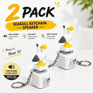 2PCS Seagull Mine!! Sound Keychain, Built-in Real Voice Sound & Glowing LED Light, Portable Interactive Novelty Prank  Accessories for Bag/Keys, Fun Birthday Holiday Gag Present for Adults Teens Friends Family