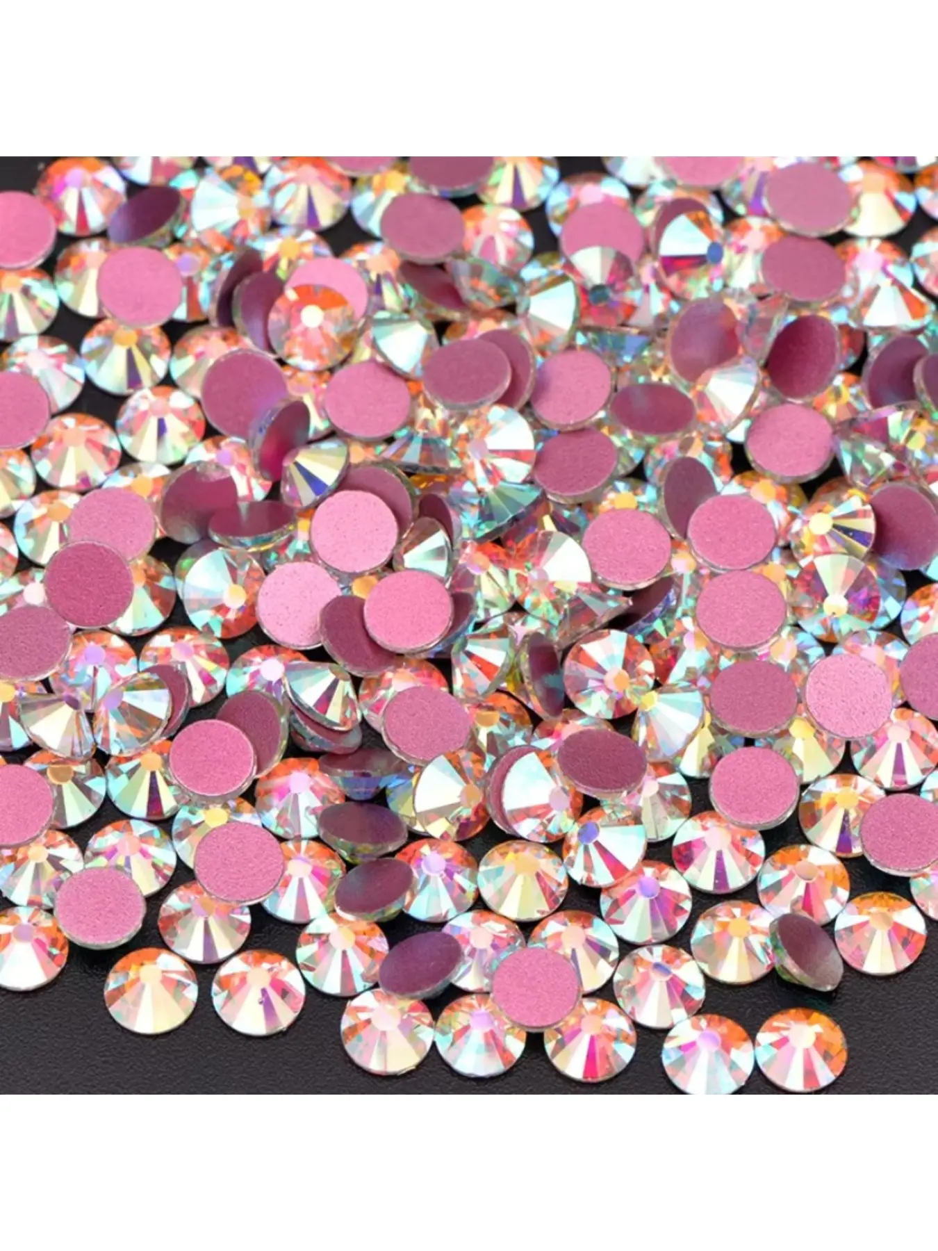 SS3~SS20 High Quality Red Base Glitter Clear AB Glass Rhinestone Flatback Crystal Stone Nail Art Decoration