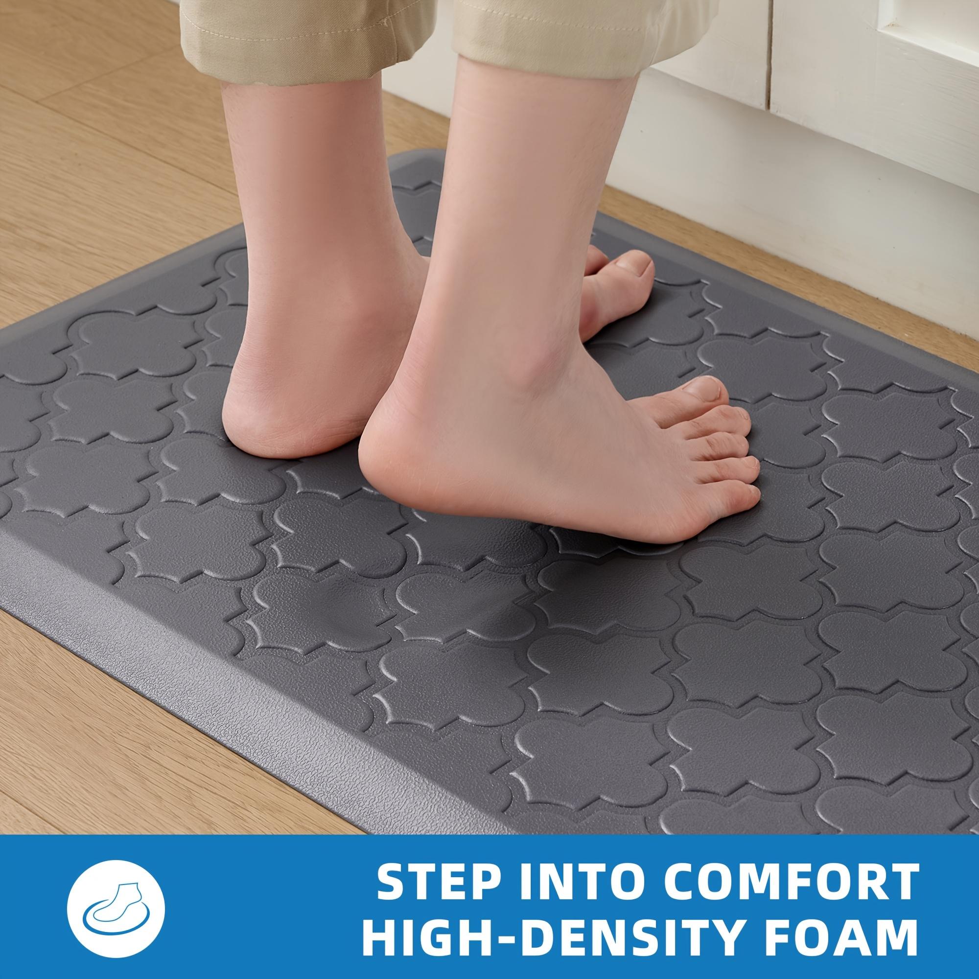 [Non-Slip Kitchen Mats] 2pcs Non-Slip Cushioned Kitchen Mats for Floor| Anti Fatigue Mats for Standing, Office, Sink, Laundry - Grey