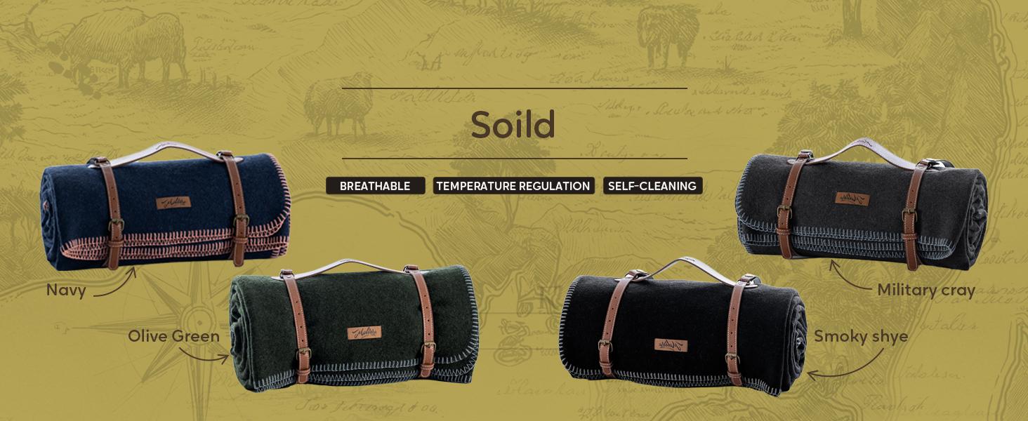 100% Wool Blanket, 62" x 86", Warm, Thick, Washable, Military Wool Blanket, Great for Camping, Outdoors, Sporting Events, Kits