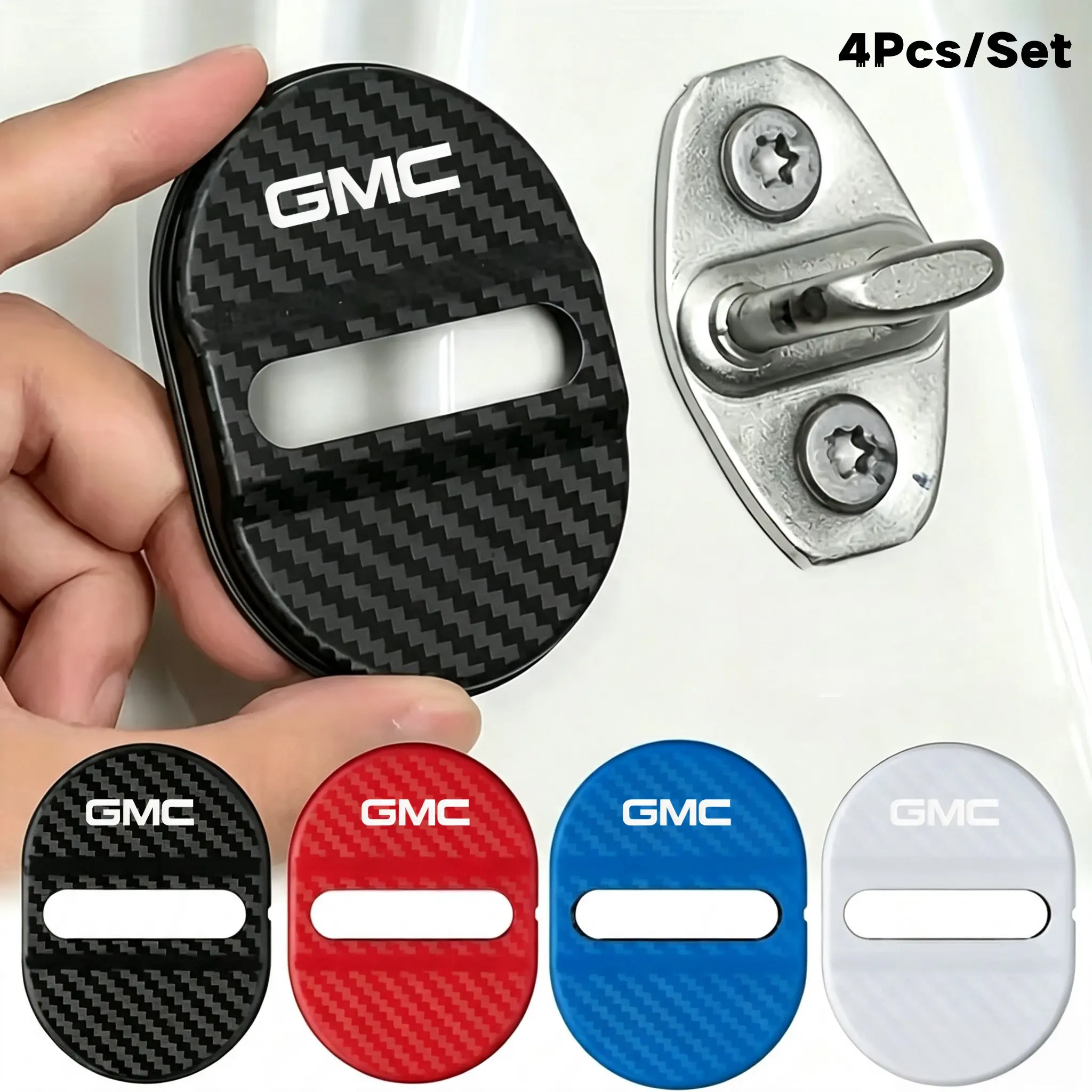 4pcs Car Door Lock Protector Covers, Durable Anti-Scratch Rust-Resistant Door Buffer Caps, Suitable for Gmc Models, Universal Car Accessories