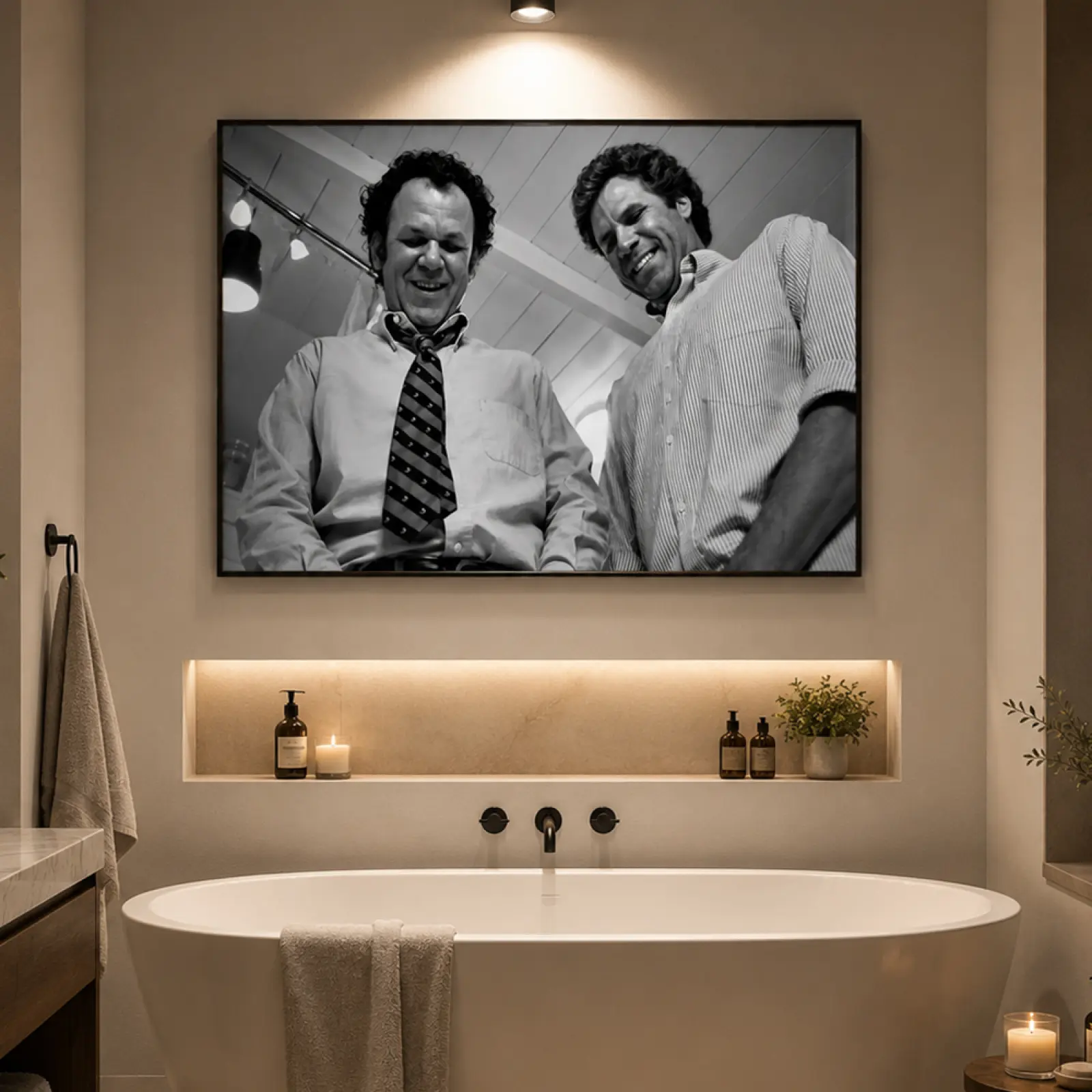 Brothers Bathroom Canvas Wall Art, Funny Man Cave Decor, Black-and-White Comedy Poster, Hilarious Bathroom Wall Decor, Bachelor Pad Art, Gag Gift for Men, Viral TikTok Decor, Aesthetic Room Decor, Ready-to-Hang Print, Funny Home Decor