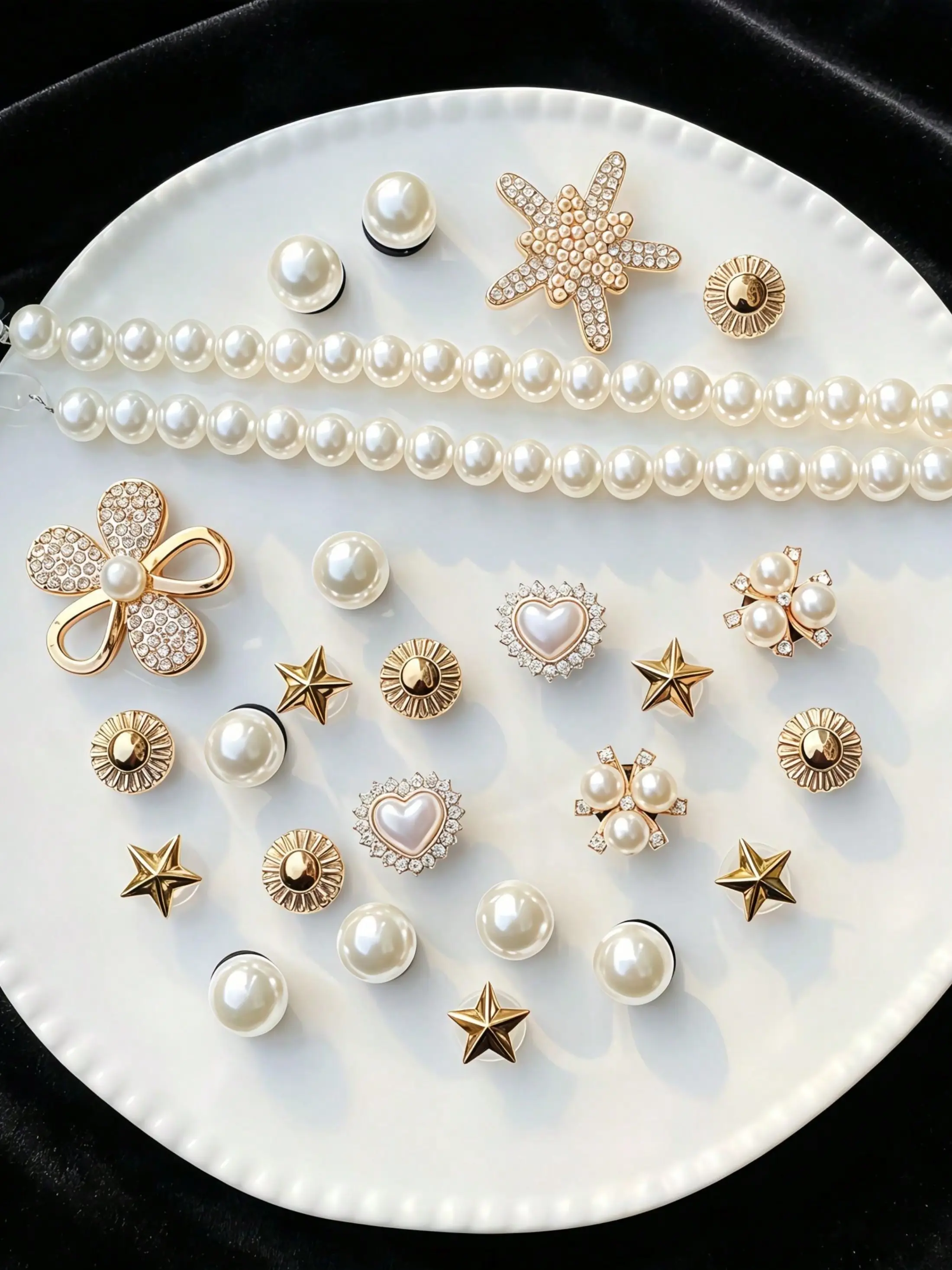 26 Piece Luxury Pearl Shoe Accessories Set, Star Flower Chain Detachable Abs Decor, Fits Beach Shoes Garden Bags, Birthday Festival Gift