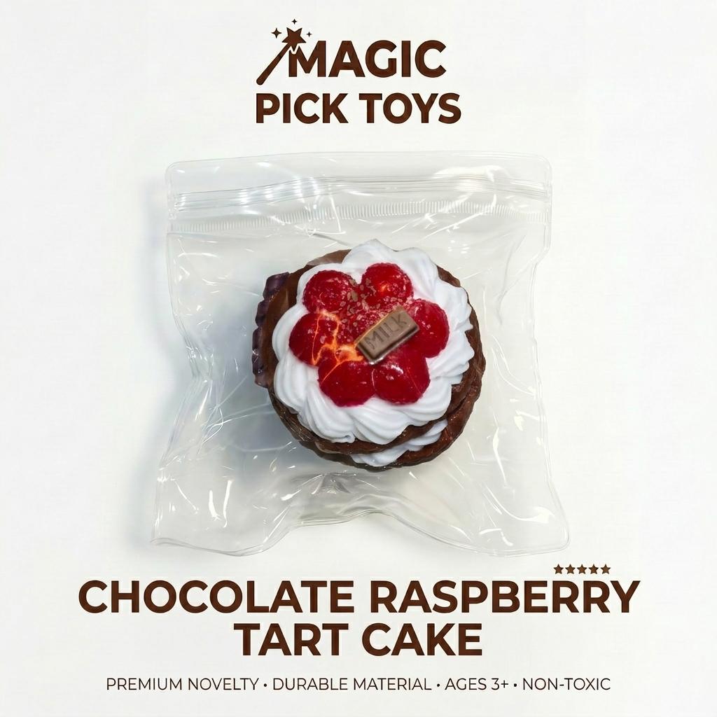 Final Sale | Chocolate Raspberry Tart Squishy |   Super Satisfying Stress Relief - Kids Toys Food-Grade Silicone Slow-Rising Rebound Squishy Fidget Toys for Stress Relief - Soft Squeeze Toys with Thick Creamy Slime TextureHandmade Non-Toxic