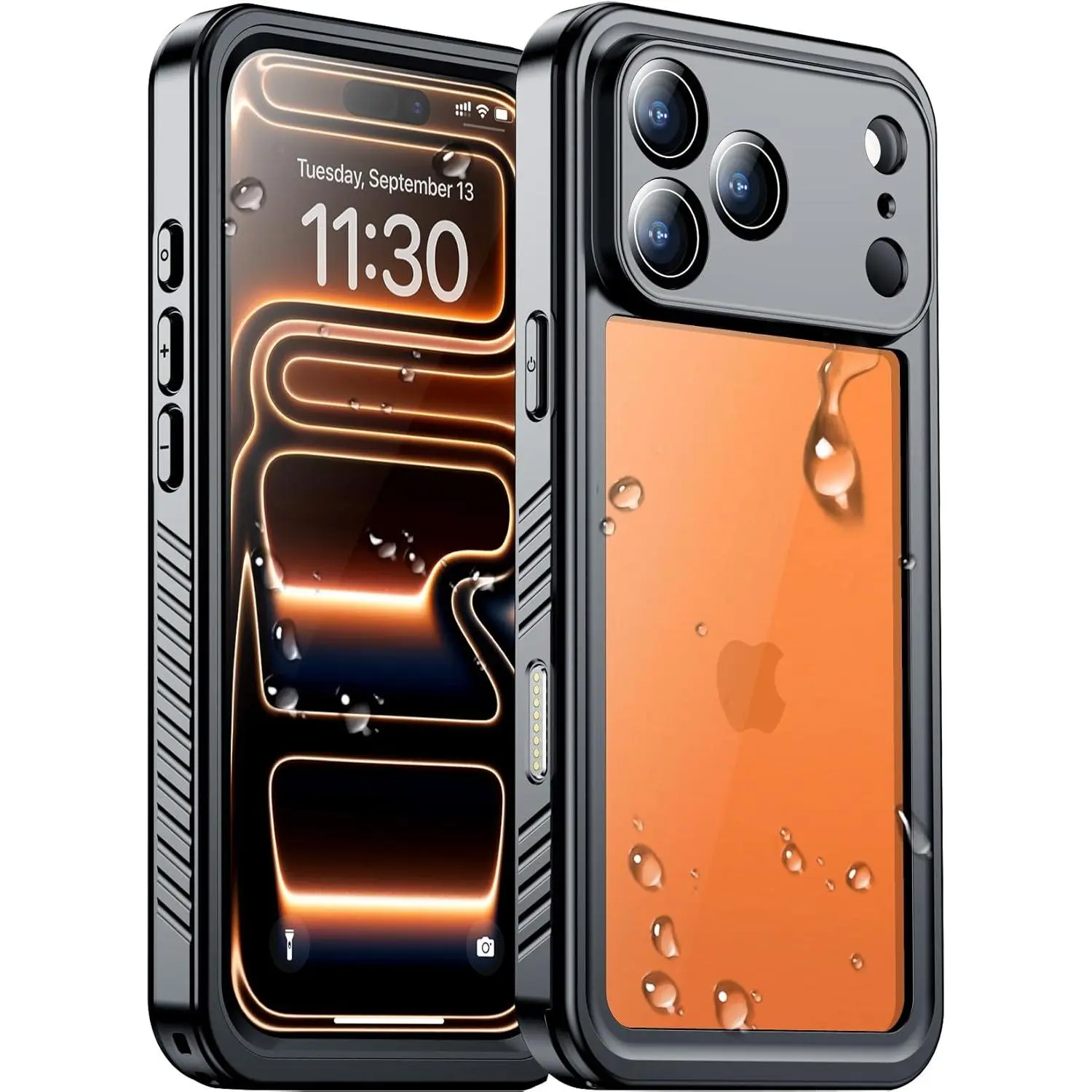 Compatible with iPhone 17 Pro Max Case,Waterproof Built-in Screen & Camera Protector IP68 Underwater Full Body 17FT Military Dropproof Shockproof Phone Case 6.9"-Black/Clear