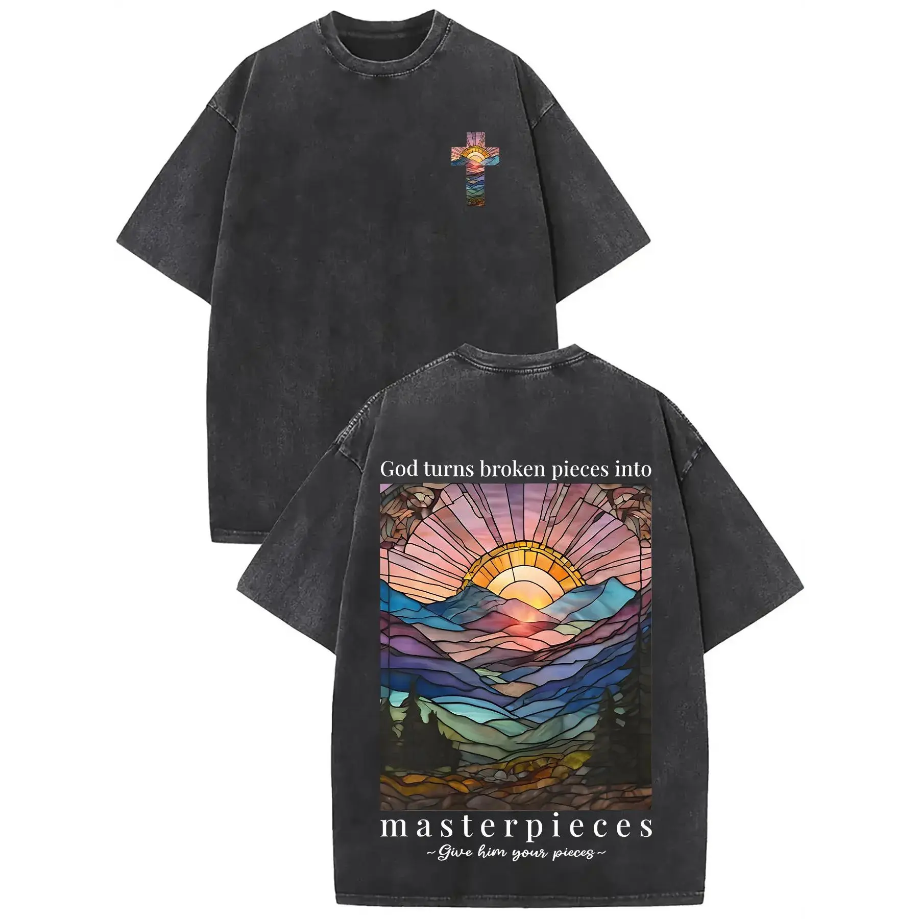 God Turns Broken Pieces Into Masterpieces T Shirt |   Christian Faith Graphic Tee |   Inspirational Jesus Shirt |   Religious Unisex Apparel