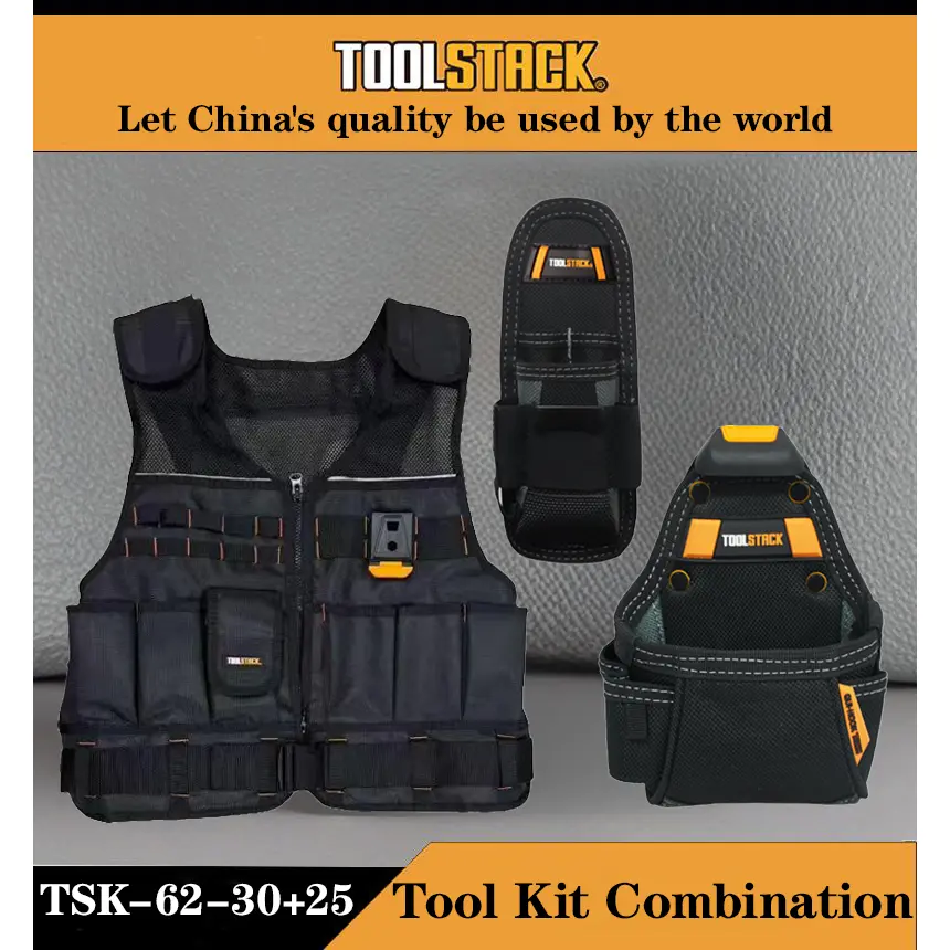 TOOLSTACK Multifunctional Tool Vest Storage, Art Bag, Mini Woodworking Bag, Outdoor Durable Construction Tool Combination