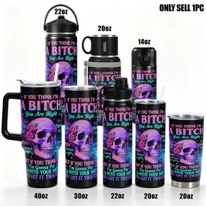 Stainless Steel Insulated Tumbler with Lid, Insulated Cup, 40oz 30oz 22oz, Double Wall Vacuum Insulated Water Bottle Hot Cold 24 Hours, Leakproof Travel Mug Skull Roses Galaxy Gift for Women Men Kids, Insulated Travel Drinkware