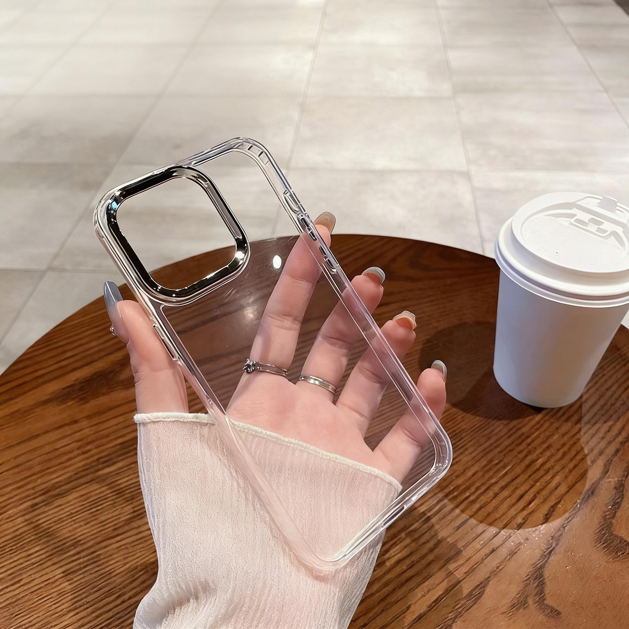 [Buy One Get One Free] Luxurious Transparent iPhone Case, Electroplated Metal Lens Frame, Shockproof TPU Corners, Full Body Protection, High Transparency Slim Soft Case, Suitable for 17 16 15 14 13 12 Pro ProMax Plus Air