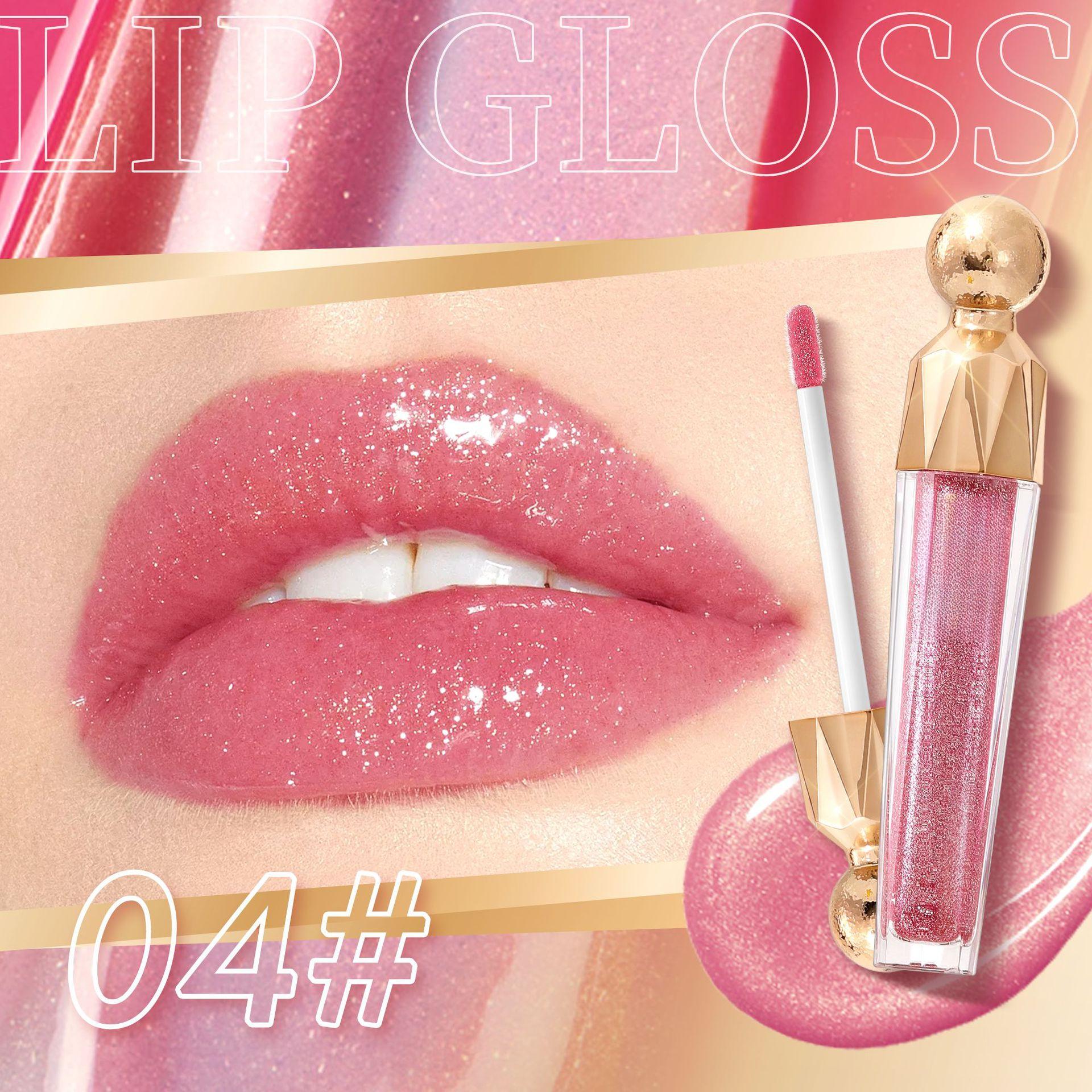 Fine shimmer lip gloss that doesn't fade, easy to apply, moisturizing and hydrating, with a glossy mirror-like finish for plump lips