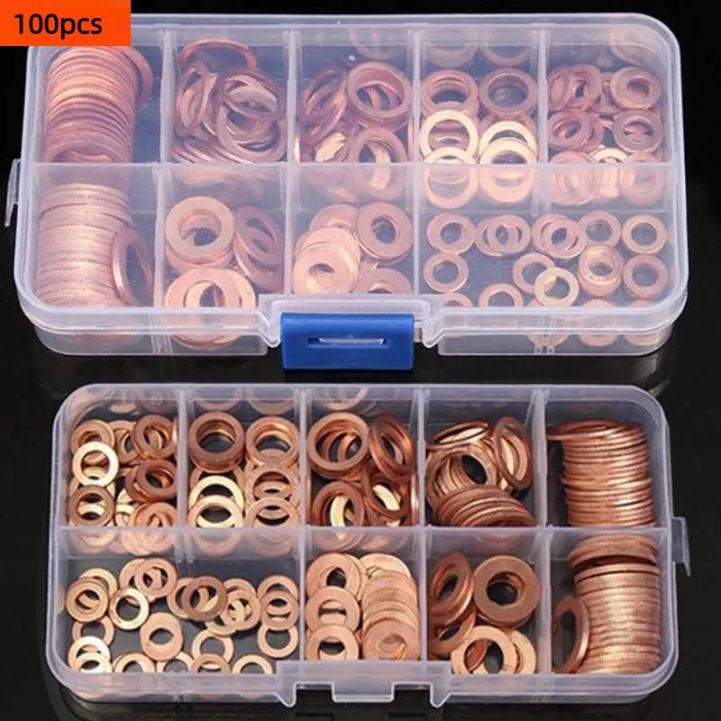 Copper Flat Washer, O-shaped Sealing Washer, Oil Seal Gasket, Flat Washer for Car Engine, Auto Parts