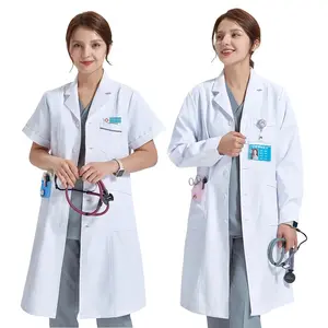 Women's Doctor Lab Coats 93% Polyester 7% Cotton Hospital Uniform Doctor Durable Breathable Working Lab Robe 707