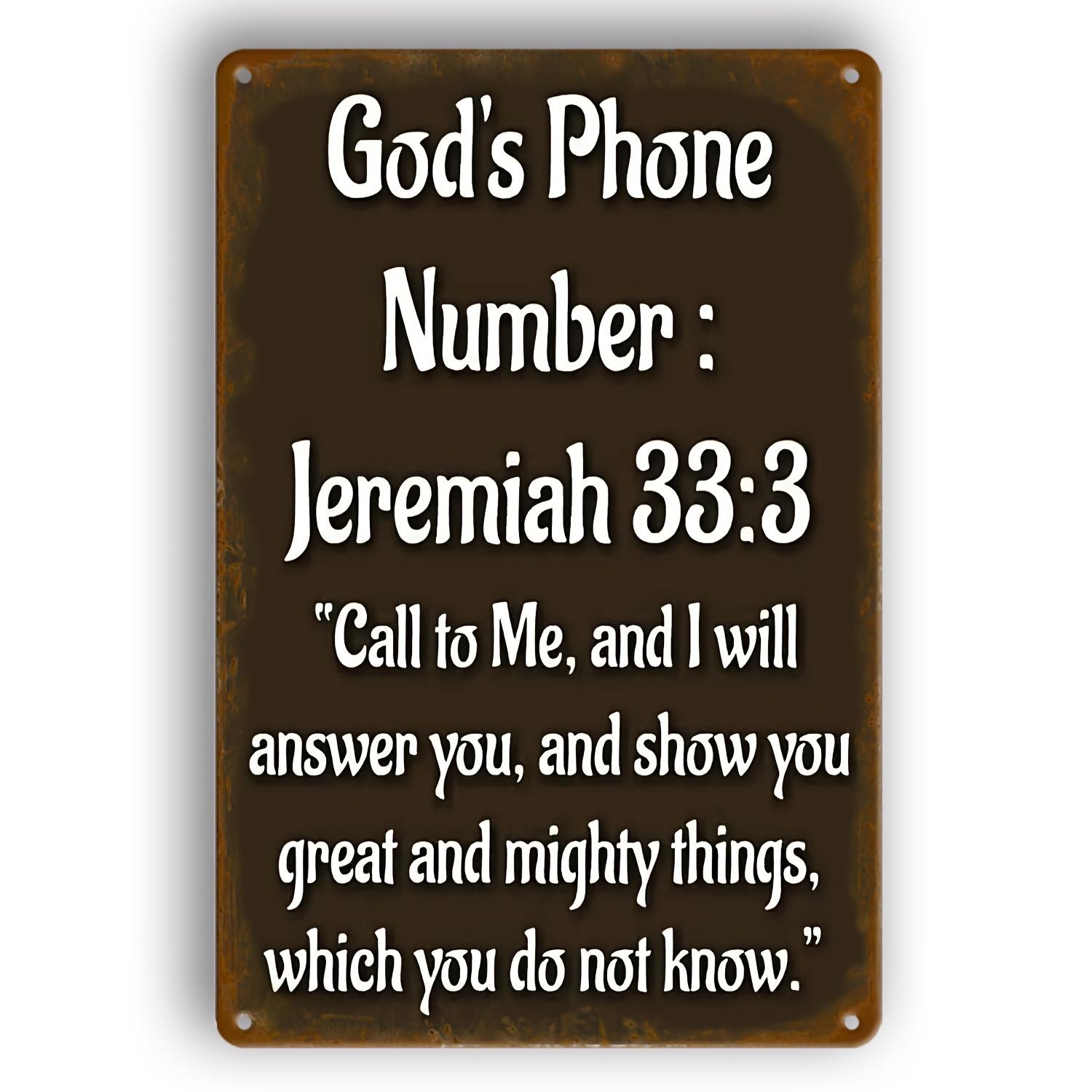 Gods Phone Number Jeremiah Sign 8x12 Inch Religious Wall Decor Bible Verse Art Weathered Finish Inspirational Gift for Home Office Church Bold Scripture Plaque