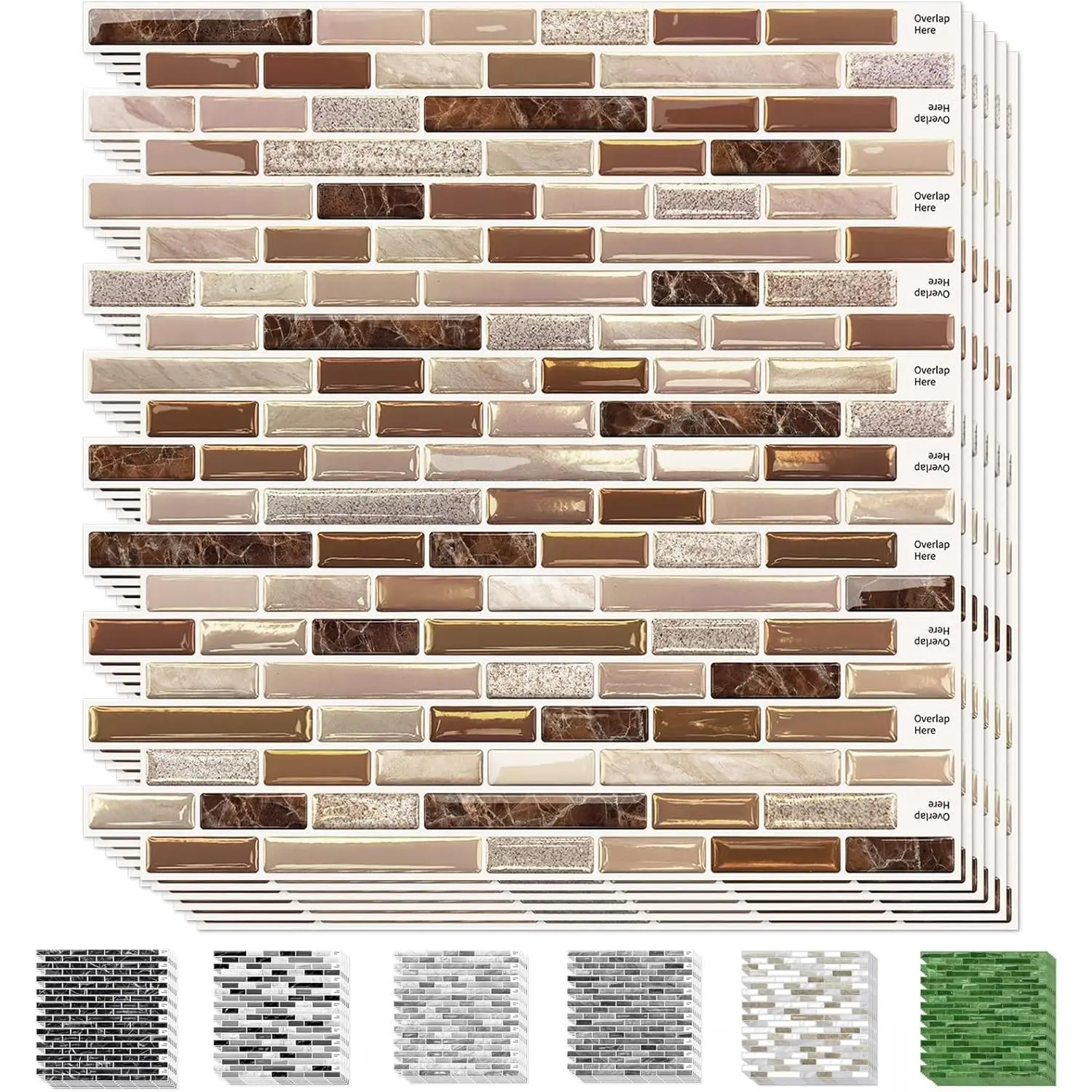10-Sheet Kitchen Backsplash Tiles Peel and Stick, 12”×12” Self Adhesive Wall Tile Sticker for Bathroom,Sandstone Brown