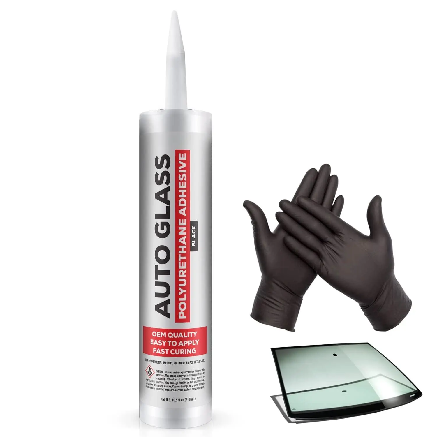 Polyurethane Windshield Adhesive, Black -  Curing Glass Glue | High bond strength urethane windshield sealant -  cure for auto & RV glass installs