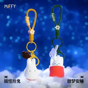 Kawaii Miffy Rabbit Keychain Cute Cartoon Goodnight Party Keychain New Couple Schoolbag Creative Gift