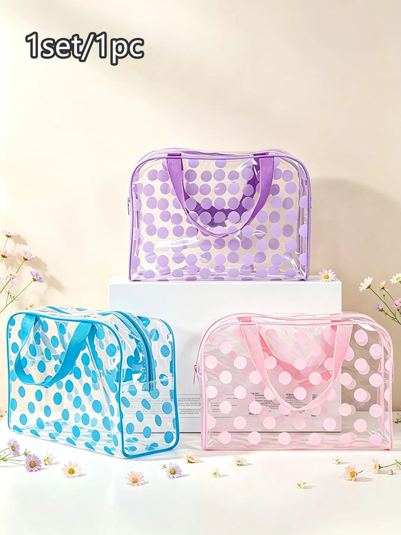 Large Capacity Transparent Jelly Bag, PVC Beach Bag, Waterproof Swimwear Storage, Lightweight Design, Zipper Closure, Adjustable Straps