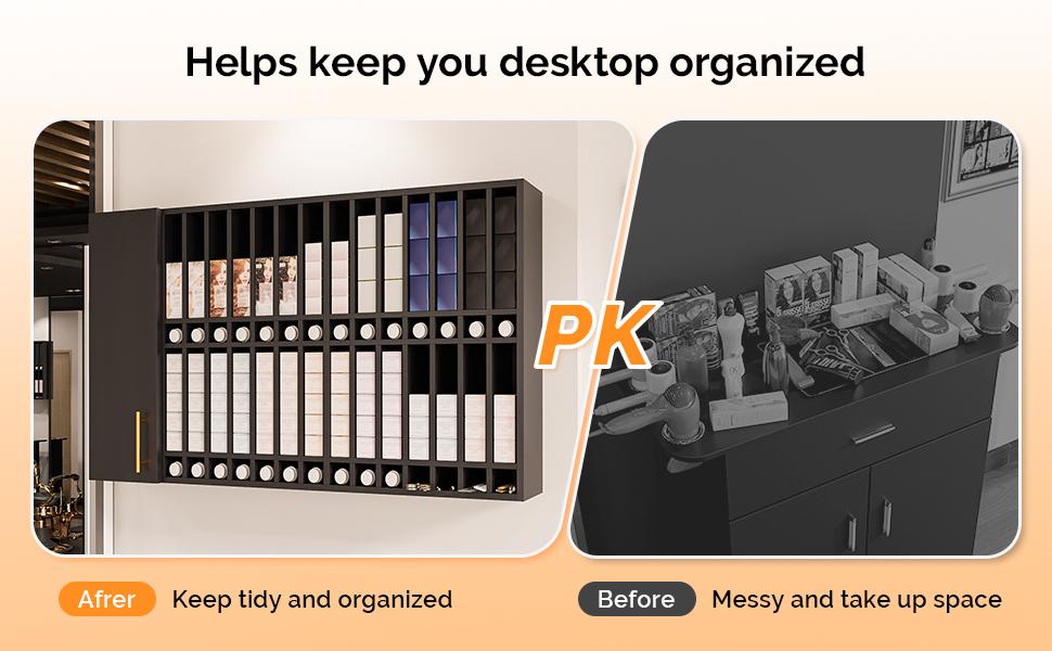 OmySalon Wall Mounted Salon Station, Cabinet with Hair Color Rack, Salon Color Rack Organizer with Adjustable Shelves, Barber Hair Dye Display for Hair Stylist